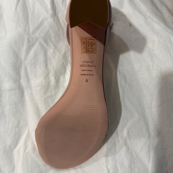 Stuart Weitzman NearlyNude Tan/Nude Leather Block-Heel Sandals - NWT Size 9 - Picture 3 of 6